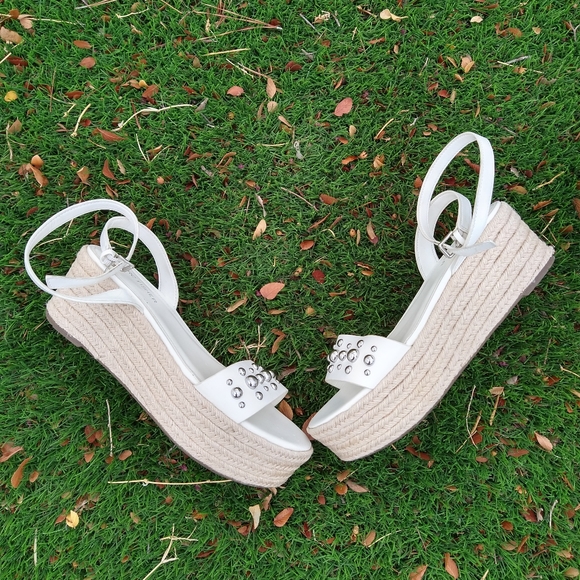 Marc Fisher Platform Espadrille Sandals in White - Picture 8 of 14